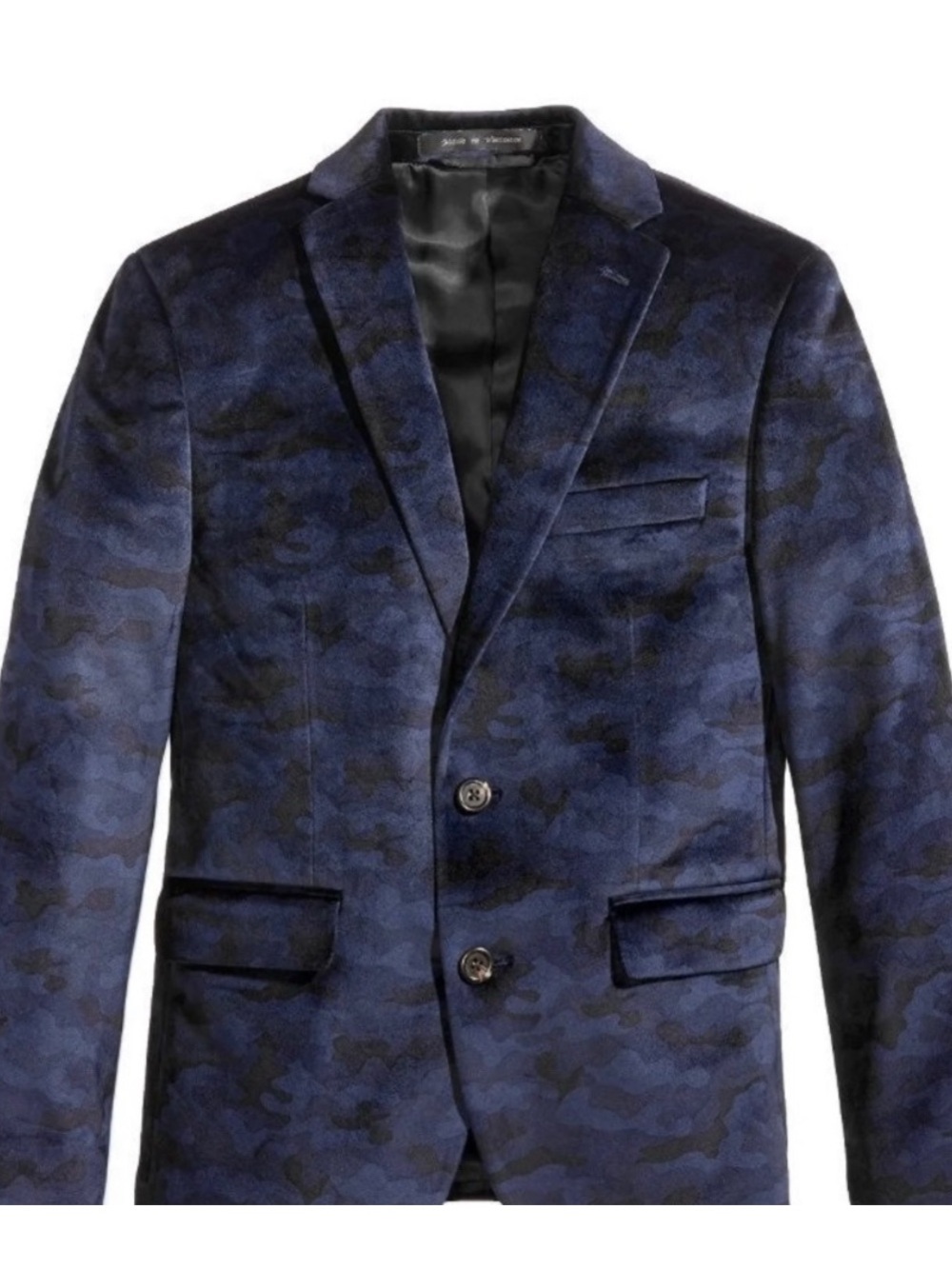 Lauren Ralph Lauren Blue Camo Velvet Blazer